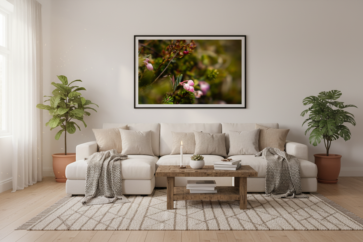 Delikat rosa blomst i naturlig habitat, Norge – premium blomsterkunst veggdeko